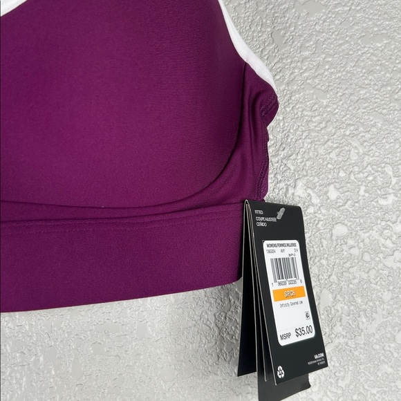 Under Armour Burgundy & White Yoga Workout Athletic Sports Bra Size Small New! - Picture 3 of 7